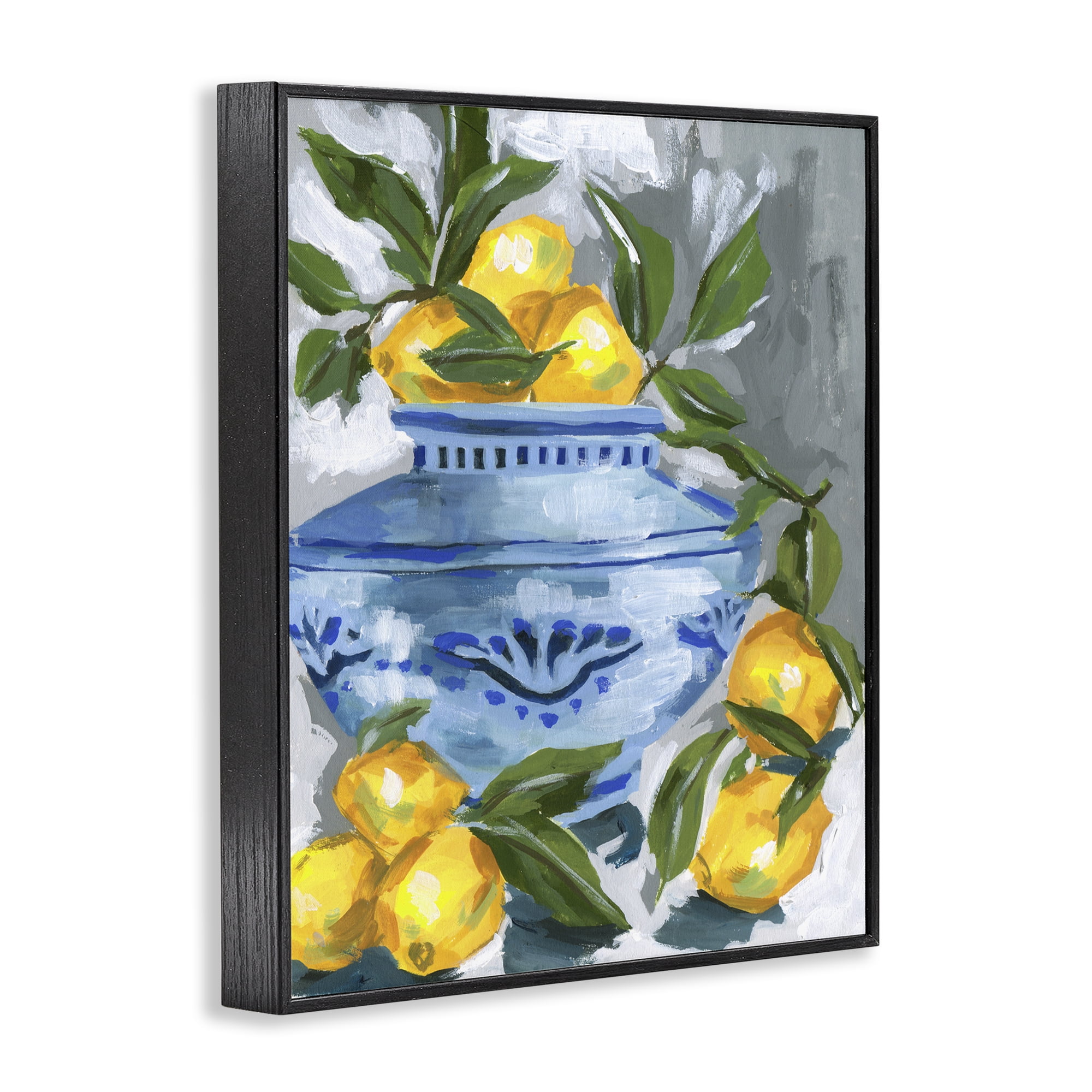 Stupell Industries Indigo & Lemon Vase Black Framed Giclee Art, design by Melissa Wang
