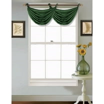 (V24) HUNTER GREEN 1PC Elegant Faux Silk Swag Waterfall Bronze Grommets Dressing Valance, 55" X 24" Inch