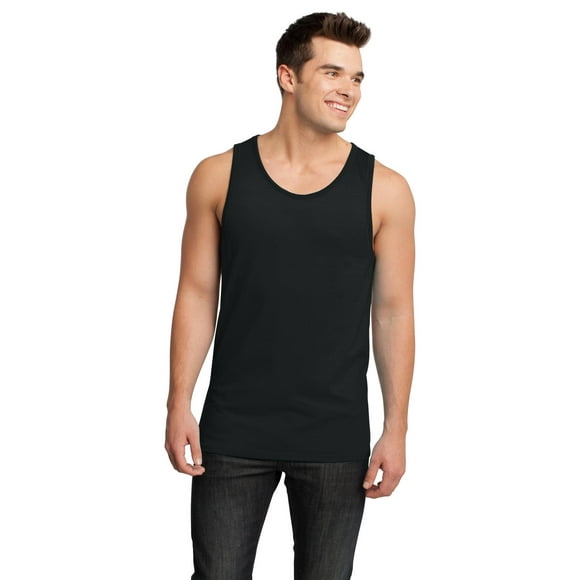 Discontinued  District &#174;  - Young Mens Cotton Ringer Tank Dt1500 M Black/Black
