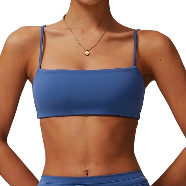 Sujetador deportivo con cuello cuadrado for mujer, tirantes finos, camisola acolchada, Yoga, espalda cuadrada inalámbrica, sujetador de entrenamiento, Top corto