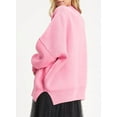 thumbnail image 5 of SHEWIN Womens Sweaters Crewneck Batwing Long Sleeve Side Slit Fall Oversized Ribbed Knit Pullover Jumper Tops Pink, 5 of 8