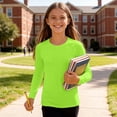 thumbnail image 5 of Boys Girls Long Sleeve Shirts Solid Color Fall Kids soft Crewneck T-Shirts Tops Casual Basic Tees 5-14Y Green 13-14Years, 5 of 7