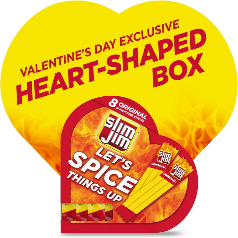 Slim Jim Original Snack Size Meat Sticks, Valentine's Day Heart Box, 0.28 oz. each 8-Count