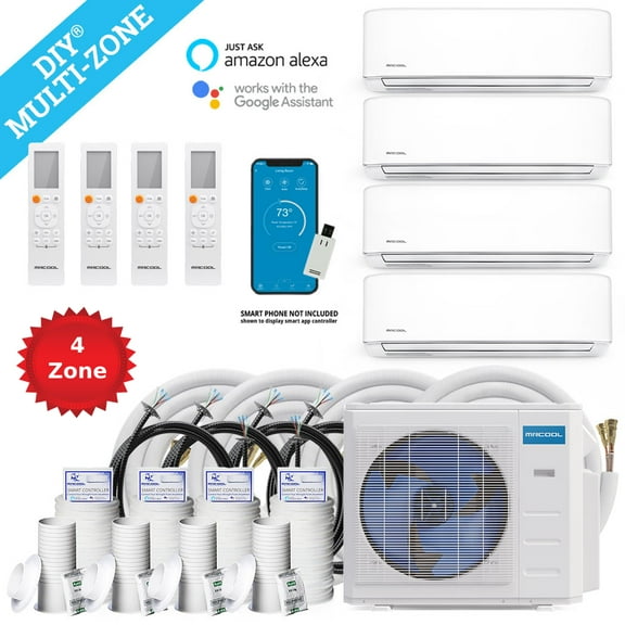 MRCOOL DIY 4 Zone 48000 BTU 21 SEER (9K   9K   9K   12K) Ductless Mini-Split Air Conditioner and Heater 1600 Sq. Ft Coverage - 230V