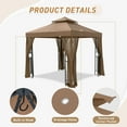 thumbnail image 6 of INTER HUT 8x8 Metal Patio Double Soft Roof Gazebo Outdoor Canopy Tent with Netting, Ceiling Hook, Shelves, 6 of 8