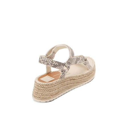 

DOLCE VITA Womens Beige Snakeskin 1 Platform Stitch Detailing Ankle Strap Mano Round Toe Wedge Leather Espadrille Shoes 10