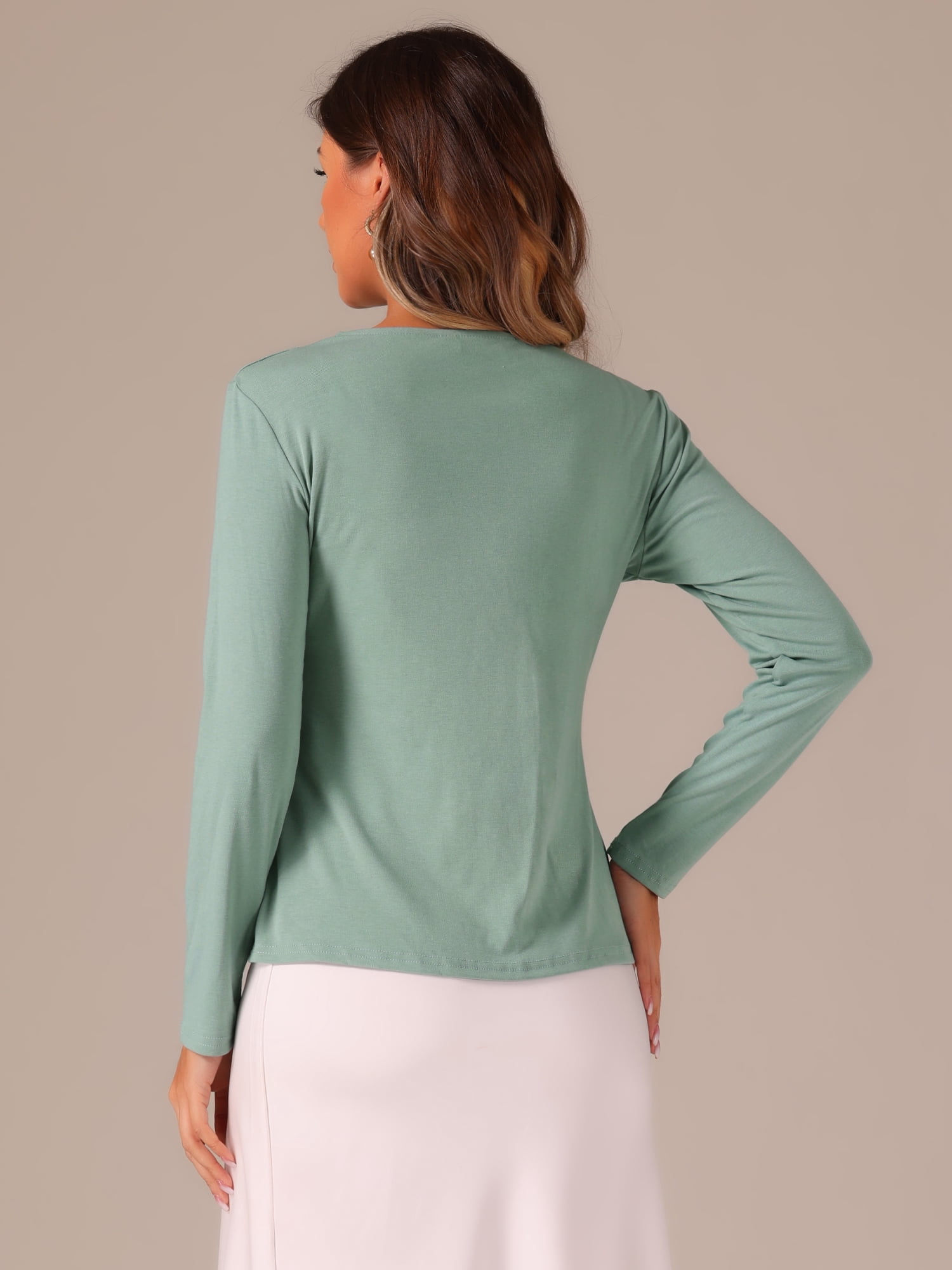 DARING DIVA Women's Tie Front Ruffled Hem Crop Knit Cardigan XS Dark Cyan