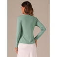 thumbnail image 4 of DARING DIVA Women's Tie Front Ruffled Hem Crop Knit Cardigan M Dark Cyan, 4 of 6
