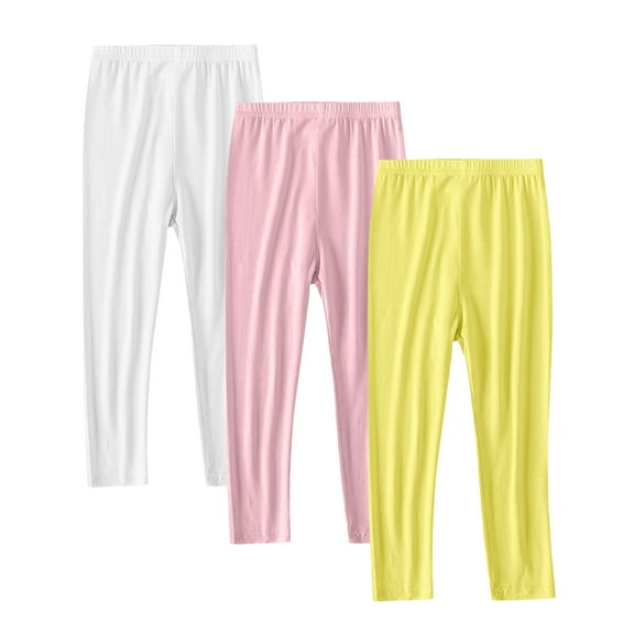 Annhoo Leggings for Kid Girl Boy 4PC Lightweight Casual Elastic Waist Stretchable Unisex Capri Soft Clothes