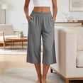 thumbnail image 2 of Tqcoqu Womens Casual Capris with Pockets,Lounge Yoga Pajama Cropped Pants,Wide Leg Elastic Waist Workout Sweat Pants Summer,Gray Women's S-XXXL, 2 of 9