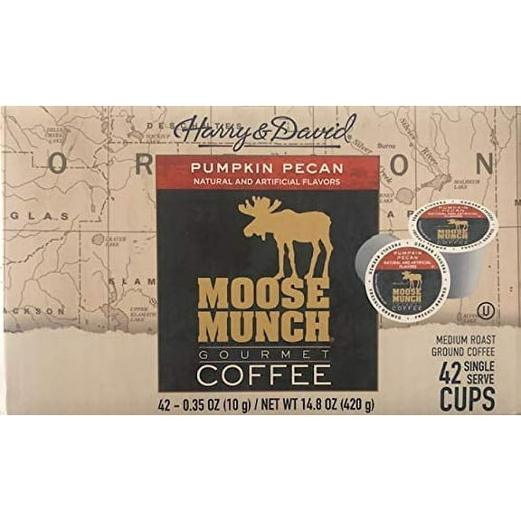 Moose Munch Gourmet Coffee | Pumpkin Pecan, Medium Roast 42 Single Serve Cups