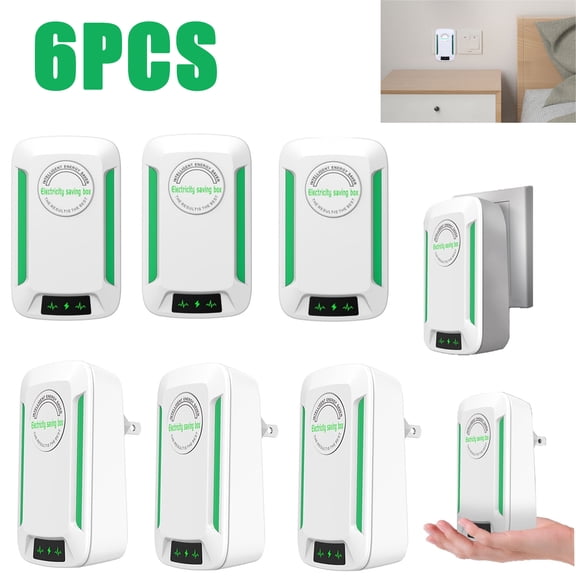6 Pack Power Saver, Energy Saving Device Electricity Saving Box High Efficiency Household Stable Voltage Device Reduces Energy Costs US Plug