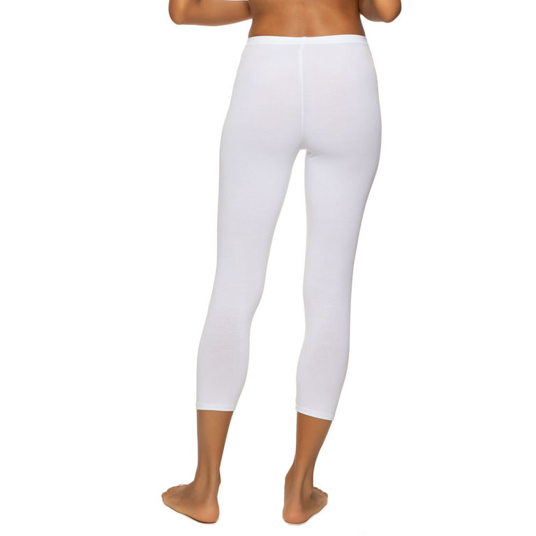 Felina | Cotton Modal Capri Leggings | Super Soft | Lightweight (White,  Large)