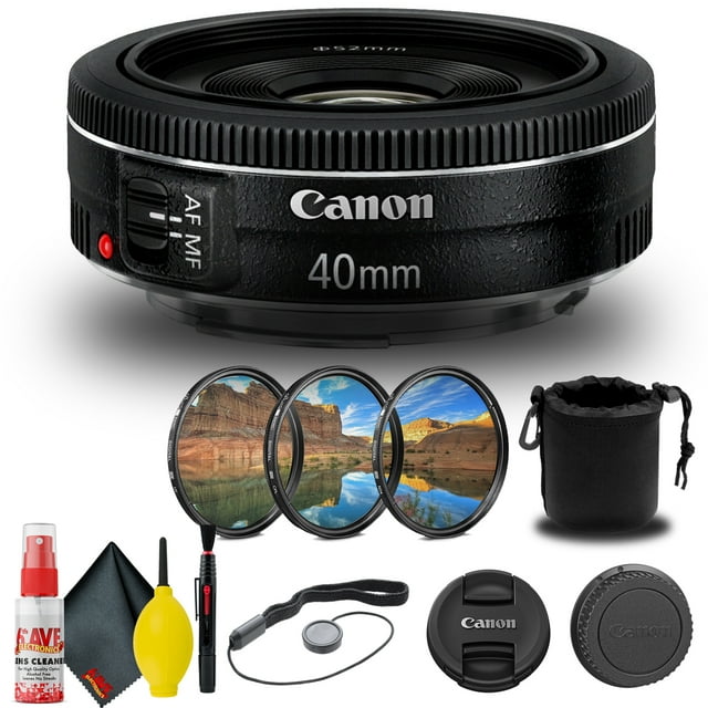 Canon EF 40mm F/2.8 STM Objectif (6310B002) + Trousse de Filtres + Pochette pour Objectif + Plus (Modèle International)