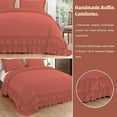 thumbnail image 5 of D.N.G. BEDDINGS 5 Piece Luxury 5 Inch Two Layer Ruffle Comforter Set Premium Super Soft, 800 TC, 100% Egyptian Cotton, Super Soft, Full/Queen Size Brick Red Color, 5 of 7