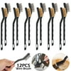 Harupink 12X Wire Brush Set Long Steel Brass Nylon Metal Rust Paint Remover Cleaner