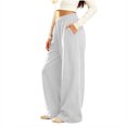 thumbnail image 3 of Lmnyox Kid's Sweatpants Wide Leg Baggy Solid Color High Waist Sports Pants Fleece Lined Joggers with Pockets, 3 of 9