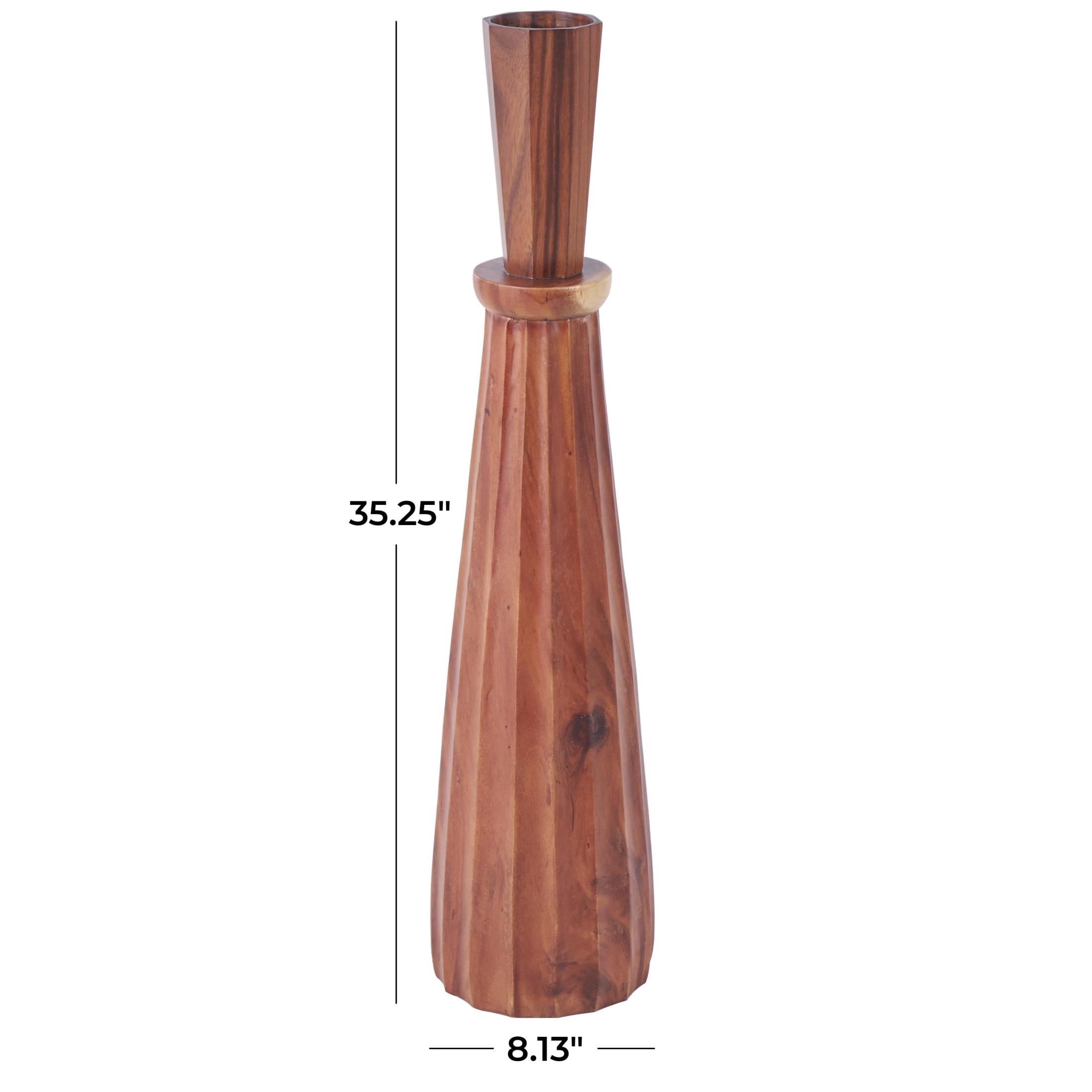 DecMode 35" Handmade Hand Turned Brown Wood Vase
