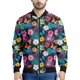 thumbnail image 3 of Chaqueta con cremallera y estampado 3D de flores hawaianas para hombre, sudaderas con estampado de plantas tropicales, abrigos bombarderos de gran tamaño y mangas largas, 3 of 5