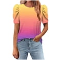 thumbnail image 2 of JMKQLZ T-Shirt à Manches Courtes Col Rond Imprimé pour Femmes Haut Ample, 2 of 7