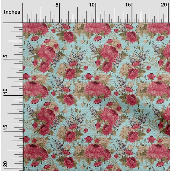 oneOone Cotton Jersey Pastel Mint Fabric Stripe|Leaves & Floral Artistic Sewing Fabric By The Yard Printed Diy Clothing Sewing Supplies 58 Inch Wide