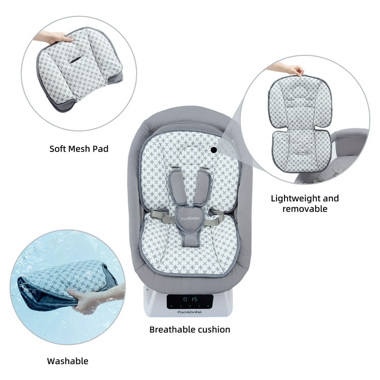 Pamo Babe Unisex Baby Swing for Newborns,5 Speeds with Remote Control,Canopy,Mosquito Net(Grey)