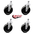 thumbnail image 2 of 6 Inch Phenolic Wheel Swivel 3/8 Inch Threaded Stem Caster Set Service Caster, 2 of 2