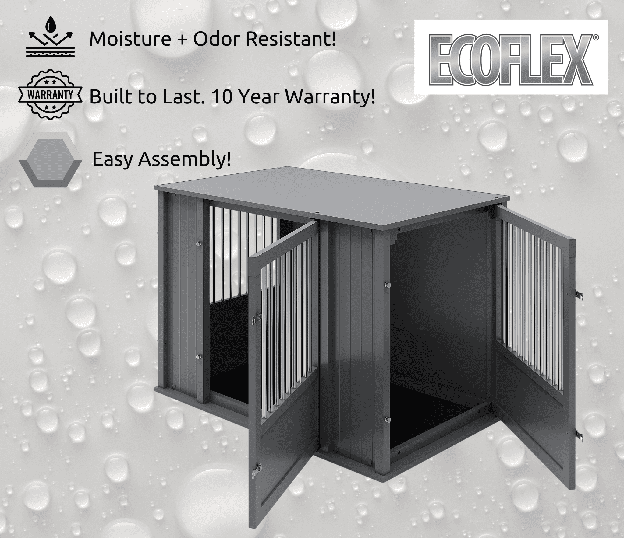 New Age Pet® ECOFLEX® Flexi Door X Large Dog Crate in Black with Brushed Stainless Bars