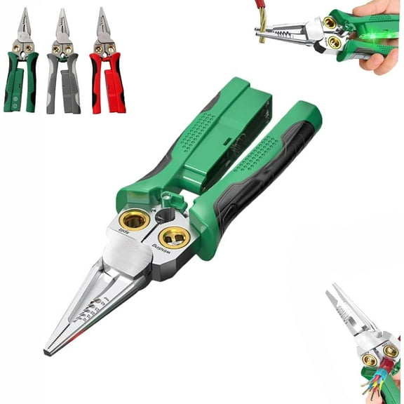 Preferablen 8 In 1 Wire Stripper Twister, 8 In 1 Wire Stripping Pliers, 2025 New 8 In 1 Wire Stripper With Voltage Tester, Electrical Pliers For Wire Cutting-Pulling And Crimping  Green