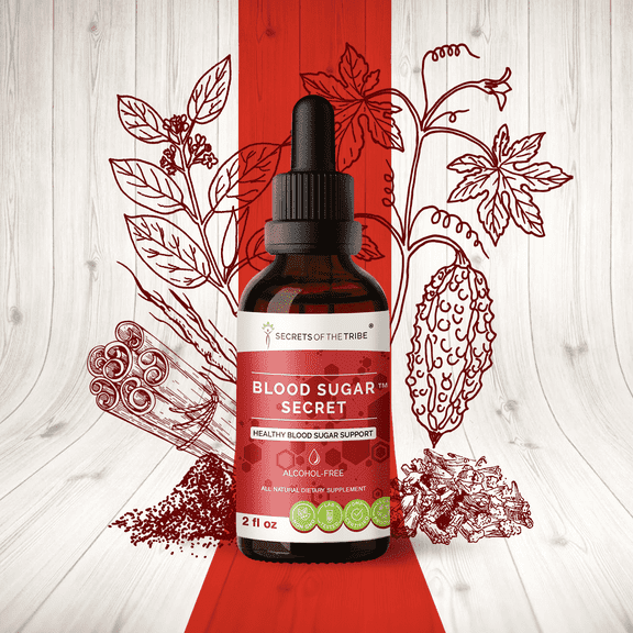 Secrets Of The Tribe Blood Sugar Secret Blend Tincture Dietary Supplement, Natural Extract, Made from Bitter Melon, Cinnamon, Devil's Club, Dandelion, Gymnema 2 oz