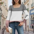 thumbnail image 4 of Zedker Stylish Striped Casual Fall and Winter Thermal Women's Quadrate Neckline Long Sleeve Knitted Sweaters with Elastic Cuffs,Pink,XXL, 4 of 6