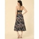thumbnail image 4 of Vestido midi bohemio con cuello halter y cintura recortada de verano para mujer Multicolor Negro XL, 4 of 5