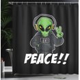 thumbnail image 3 of Ambesonne Alien Shower Curtain, Street Style Space Character, 69"Wx70"L, Lime Green Grey and Black, 3 of 4