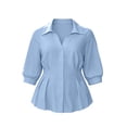 thumbnail image 7 of Timegard 3/4 Length Sleeve Womens Tops Lapel V Neck Dressy Casual Tops Tunic Tops Ruched Button down Shirts Tops(Light Blue,XXXL), 7 of 7