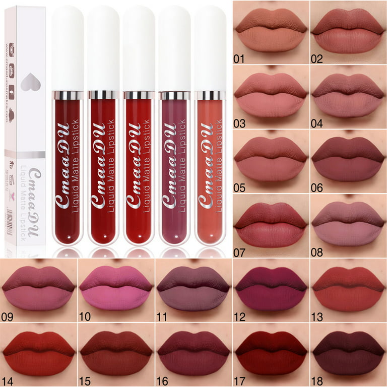 18PCS Matte Liquid Set,Dark Red Lipstick Lip Stain Long Lasting 24 Waterproof Gloss Gift Sets for Women Walmart.com