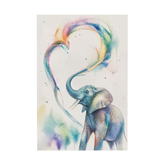 Colorful Abstract Elephant Watercolor Animal Canvas Wall Art For Living Room 20x30 in