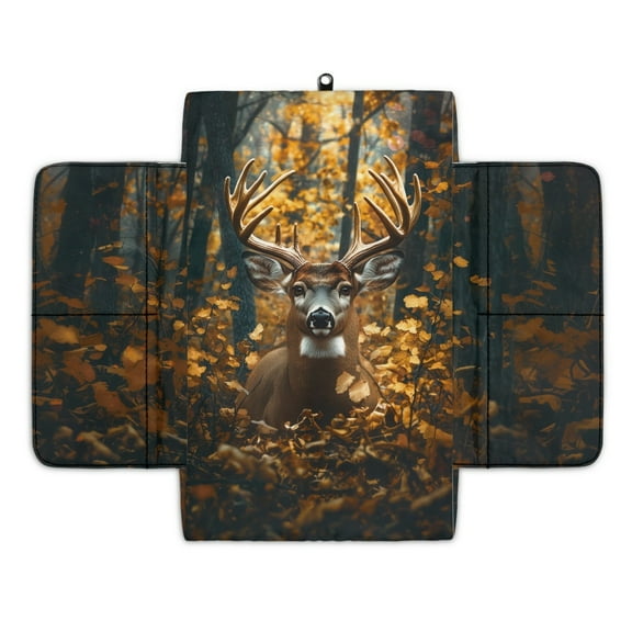 Renewold Deer Camo Hunting Forest Car Center Console Cover Comfortable Non-slip Armrest Cushion with Side Storage Pocket Arm Rest Covering Protective Cover Car Interior Accessories
