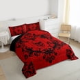 thumbnail image 3 of Homewish Baroque Floral Queen Comforter Set,Retro Victorian Gothic Skull Bedding Sets,Red Black Bedding Comforter Set For Adults,Microfiber Bedroom Decor Reversible,3pcs, 3 of 8