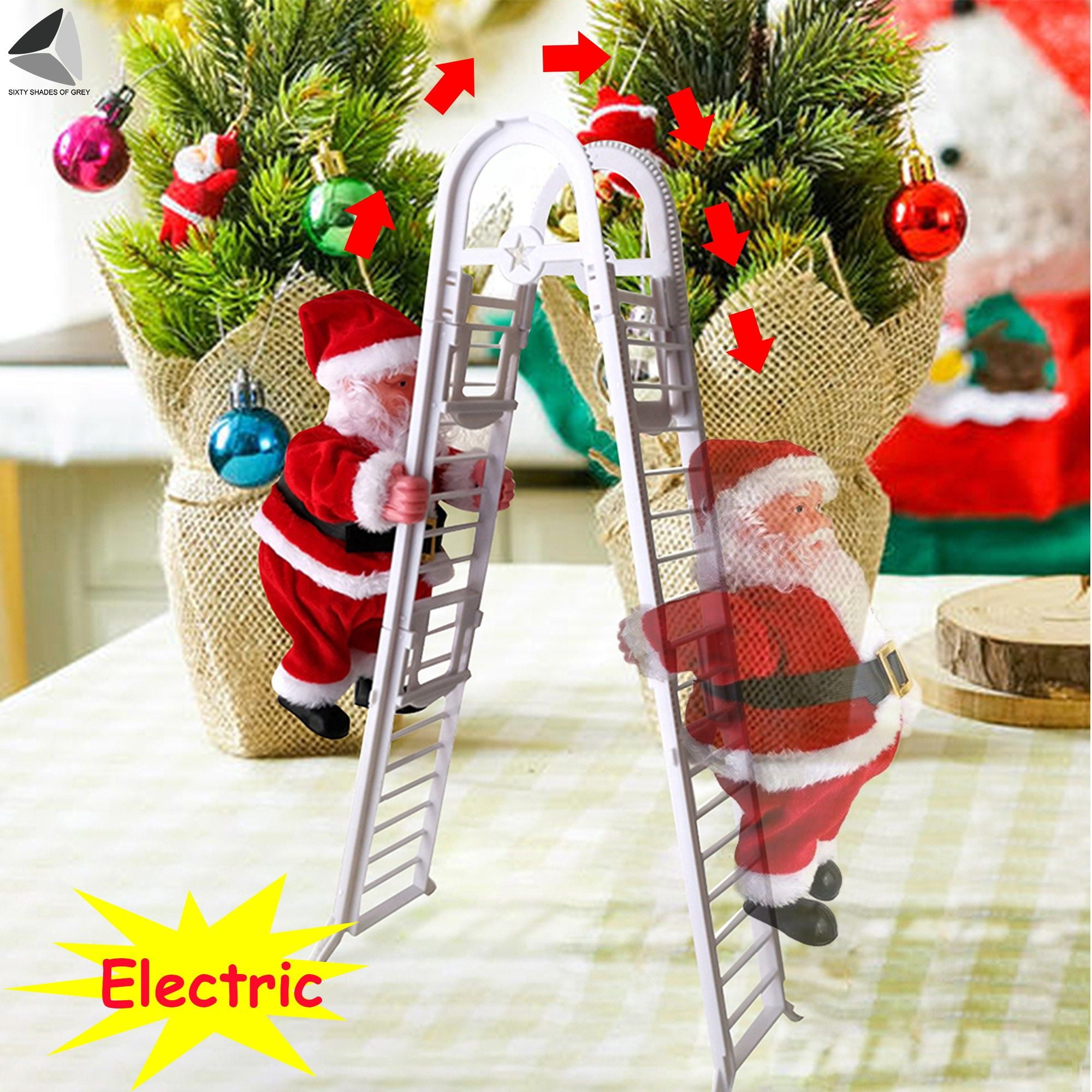 Sixtyshades Electric Climbing Ladder Santa Claus Ornaments Xmass Plush