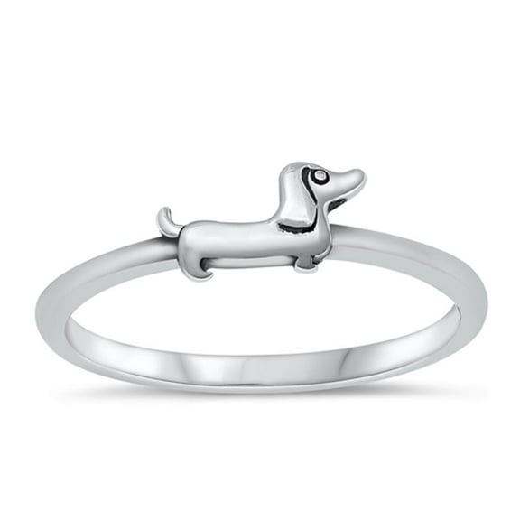 Dachshund Weiner Dog Puppy Ring .925 Sterling Silver Band Jewelry Female Male Unisex Size 4