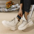 thumbnail image 6 of Wensltd Low Chunky Heel Ankle Boots for Women Wide Width Comfortable Fall Lace Up Short Booties Shoes, 6 of 9