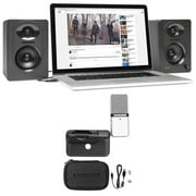 Pair SAMSON M30 Powered 20 Watt Studio/Computer/Podcast Monitors Speakers+Go Mic