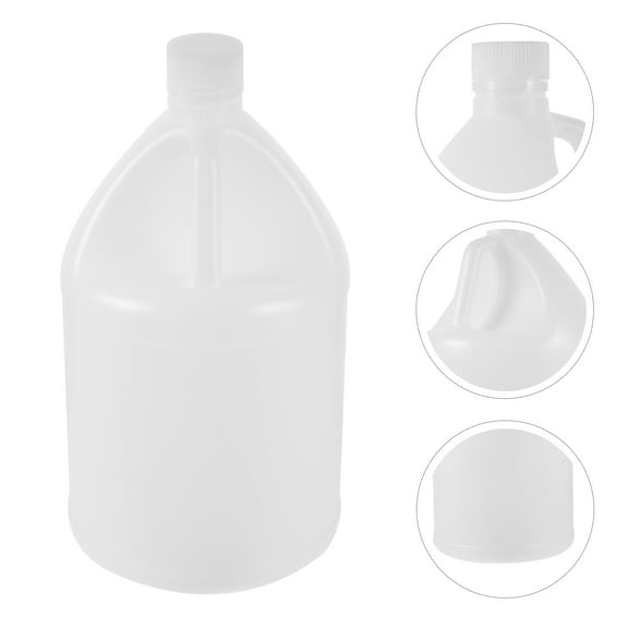OUNONA White HDPE Liquid Jug with Ergonomic Handle and ChildProof Lid 1 Gallon 4 Liters for Home Use