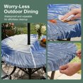 thumbnail image 5 of Round Outdoor Tablecloth with Umbrella Hole and Zipper, Navy Blue Grey Palm Leaves Tablecloth with Elastic Waterproof, Summer Tropical Plants Botanical Patio Table Covers for 55" - 60" Pool Tables, 5 of 9