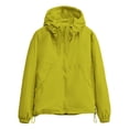 thumbnail image 5 of LEKODE Lightweight Rain Jacket Women Waterproof Oversized Zip Up Hooded Raincoat Casual Drawstring Rain Coat with Pockets Yellow S, 5 of 7