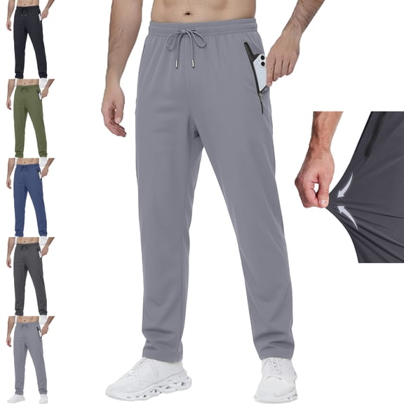 Homeyce Mens Athletic Sweatpants Tapered Joggers with Pockets Lightweight for Gym Running Casual,Gray M
