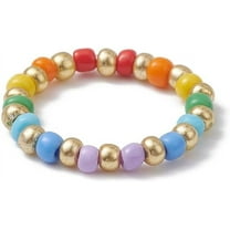 30Pcs Glass Beaded Stretch Finger Rings Personalized Rings for Women Dainty Trendy Jewelry Colorful US Size 8 1/2(18.5mm)