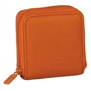 Buxton Womens Leather Contact Lens Case with Built-in Mirror (Burnt Orange)