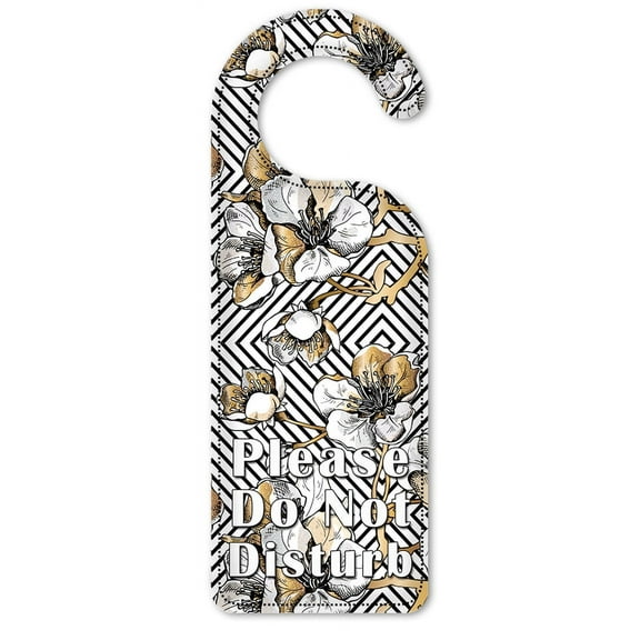 Do Not Disturb Door Knob Hanger Sign - White & Gold Flowers
