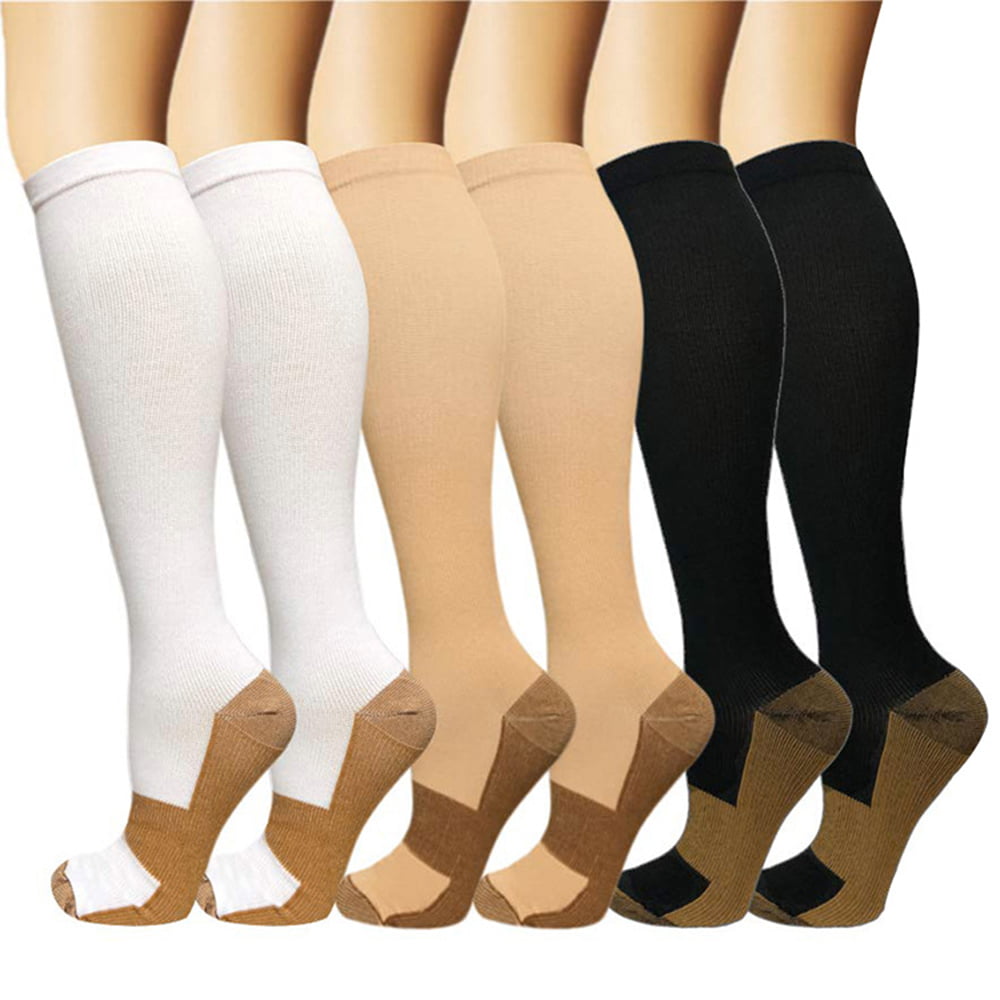 2 Pairs Miracle Copper Compression Socks Relieve Fatigue Unisex Travel DVT  CA 